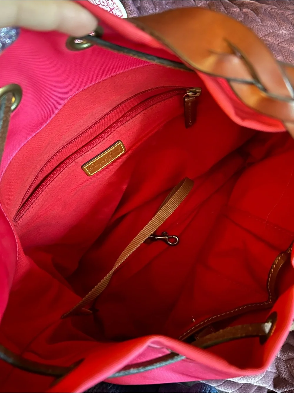 Dooney & Bourke Hot Pink Drawstring Hobo with Braided Leather Strap